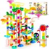 236Pcs Glowing Marble Run with Motorized Elevator- Construction Building Blocks Toys with 30 Glow in The Dark Plastic Marbles