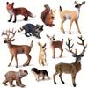 10pcs Forest Wild Animals Model Set Deer Squirrel Rabbit Action Figures Miniature Cute Cake Toppers Kid's Toy Gift La Ferme