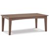 Emme 48 Inch Outdoor Coffee Table, Rectangular Slatted Top, Brown Frame