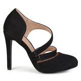 Brinley Co. Womens Round Toe Faux Suede Crossover Strap High Heels Black, 6.5 Regular US screenshot. Shoes directory of Clothing & Accessories.