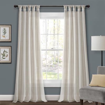 Burlap Knotted Tab Top Window Curtain Panels Light Linen Pair 45X84 Set - Lush Decor 16T004242