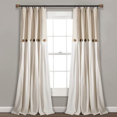 Linen Button Window Curtain Panels Single Linen 40X84 - Lush Decor 16T004041