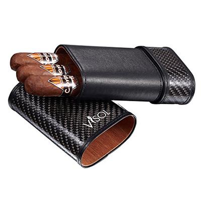 Visol Products Trinity Black Carbon Fiber case-Holds 3 Cigars