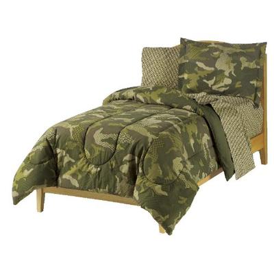 Dream Factory Geo Camo Army Boys Comforter Set, Green, Full