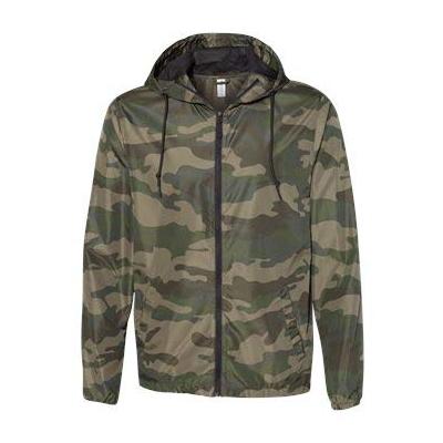 Independent Trading Company Lightweight Windbreaker, Camo Green, X-Large