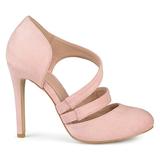 Brinley Co. Womens Round Toe Faux Suede Crossover Strap High Heels Pink, 6 Regular US screenshot. Shoes directory of Clothing & Accessories.
