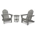 Trex Outdoor Cape Cod Folding Adirondack Set w/ Side Table Plastic | Wayfair TXS108-1-SS