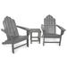 POLYWOOD® Long Island Adirondack 3-Piece Set Plastic in Gray | Outdoor Furniture | Wayfair PWS183-1-GY