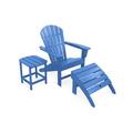 POLYWOOD® South Beach Adirondack 3-Piece Set in Blue | 38.5 H x 31.25 W x 33.75 D in | Wayfair PWS176-1-PB