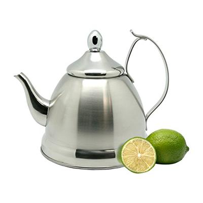 Creative Home Nobili-Tea 1.0 Qt. Stainless Steel Tea Kettle with Removable Infuser Basket, Brushed B
