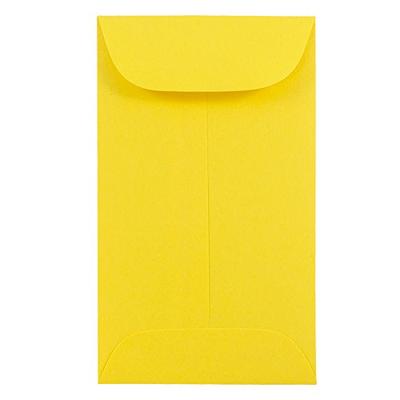 JAM PAPER #6 Coin Business Colored Envelopes - 3 3/8 x 6 - Yellow Recycled - Bulk 1000/Carton