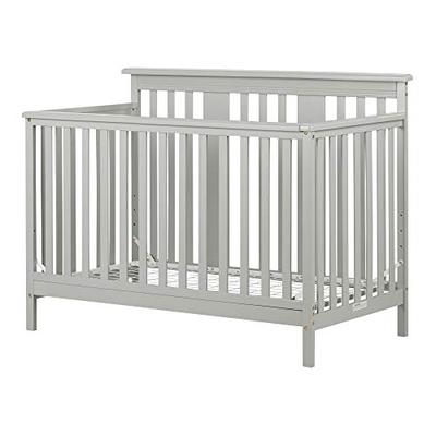 South Shore 11851 Cotton Candy Baby Crib 4 Heights with Toddler Rail, Soft Gray