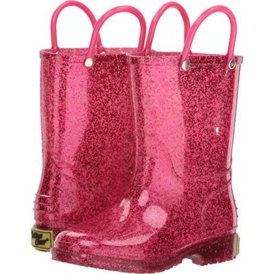 Western Chief Girls' Glitter Waterproof Rain Boot, Pink 6 M US Toddler