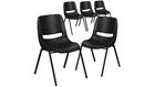 Flash Furniture 5 Pk. HERCULES Series 440 lb. Capacity Black Ergonomic Shell Stack Chair with Black