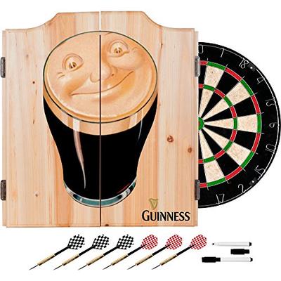 Trademark Gameroom Guinness Dart Cabinet Set with Darts & Board - Smiling Pint