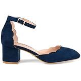 Brinley Co. Womens Edsey Faux Suede Ankle Strap Scalloped Pumps Navy, 10 Regular US screenshot. Shoes directory of Clothing & Accessories.