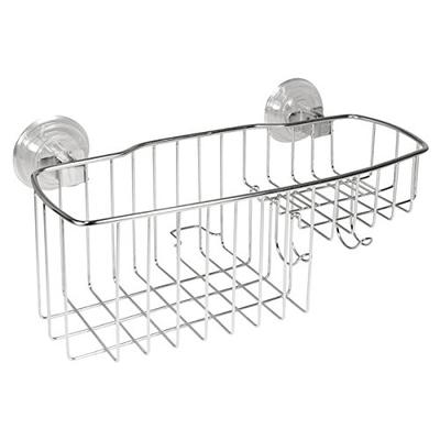 InterDesign Reo Power Lock Suction Bathroom Shower Combo Caddy Basket for Shampoo, Conditioner, Soap