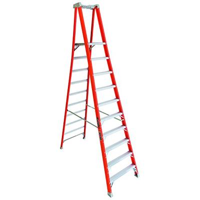 Louisville Ladder 10-Foot Fiberglass Pro Platform Ladder with Extended Rail, 300-Pound Capacity, Typ