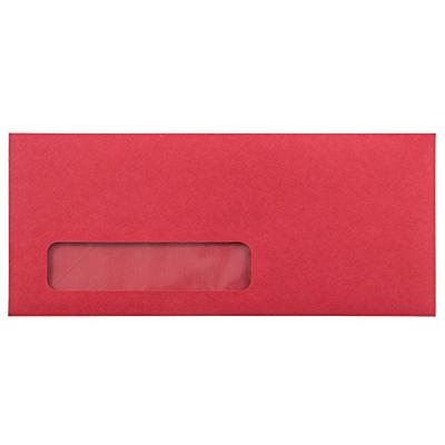 JAM PAPER #10 Business Colored Recycled Window Envelopes - 4 1/8 x 9 1/2 - Red Recycled - Bulk 250/B