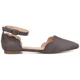Brinley Co. Womens Scalloped Ankle Strap Flat Grey, 11 Regular US screenshot. Shoes directory of Clothing & Accessories.