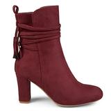 Brinley Co. Womens Faux Suede Wrap Strap Tasseled Booties Wine, 6.5 Regular US screenshot. Shoes directory of Clothing & Accessories.