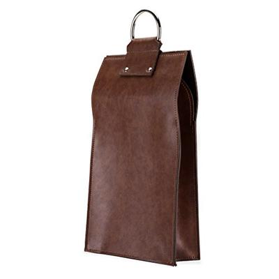 Admiral Faux Leather Double Bottle Brown Wine Tote by Viski