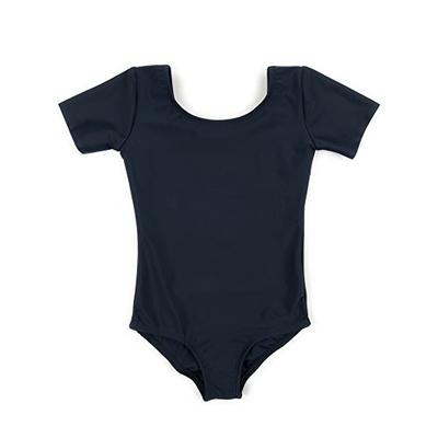 Leveret Girls Leotard Navy Short Sleeve Large (10-12)