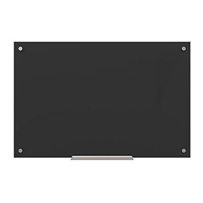 U Brands Glass Dry Erase Board, 35 x 23 Inches, Black Surface, Frameless