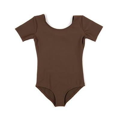 Leveret Girls Leotard Basic Short Sleeve Ballet Dance Brown Leotard Kids & Toddler Shirt Toddler (2-