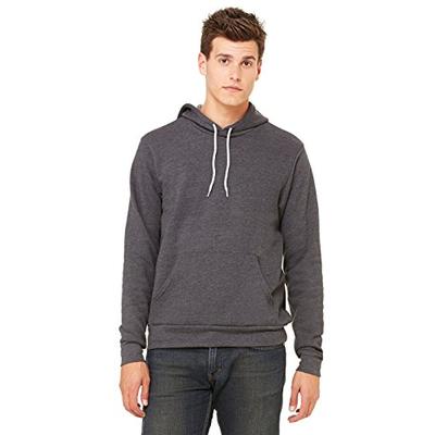 Bella mens Unisex Poly-Cotton Fleece Pullover Hoodie(3719)-DK GRAY HEATHER-2XL