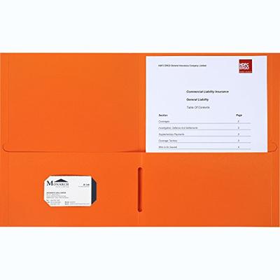 Business Source 8-1/2x11 Double Pocket Portfolio, Orange (78554)