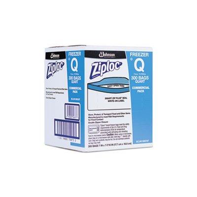 Ziploc Double Zipper Freezer Bags, 1qt, 2.7mil, 7 X 7 3/4, Clear W/Label, 300/Carton