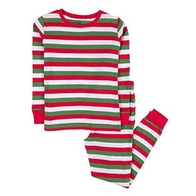 Leveret Red & White Green 2 Piece Pajama,Green/White/Red, 12-18 Months