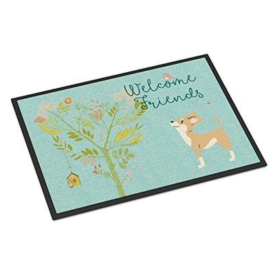 Caroline's Treasures Welcome Friends Brown White Chihuahua Doormat, 24hx36w, Multicolor