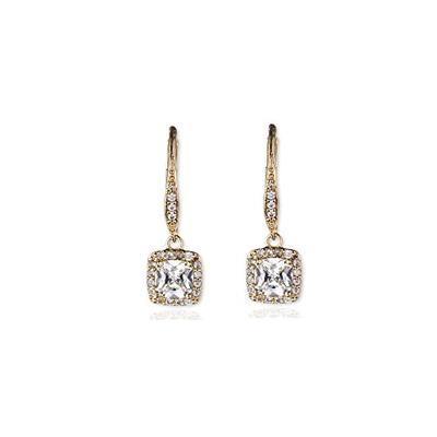 Anne Klein "Flawless" Gold-Tone and Cubic Zirconia Leverback Drop Earrings