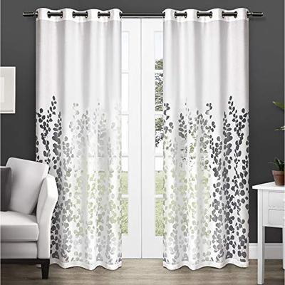 Exclusive Home Curtains Wilshire Burnout Sheer Window Curtain Panel Pair with Grommet Top 54x96, Whi