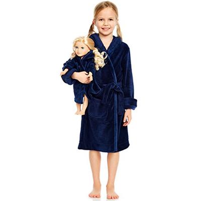 Leveret Navy Matching Doll & Girl Hooded Robe 14 Years