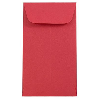 JAM PAPER #6 Coin Business Colored Envelopes - 3 3/8 x 6 - Red Recycled - 100/Pack
