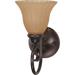 Fleur De Lis Living Hargrave 1-Light Armed Sconce Glass/Metal in Brown/White | 11 H x 6 W x 9 D in | Wayfair 2643457A55D143EF9D6DADFD3154C445