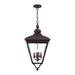 Darby Home Co Philip 4-Light Outdoor Hanging Lantern Brass/Glass/Metal in Brown | 29 H x 14 W x 14 D in | Wayfair BFCEB5C756634316B88149A3885A851A