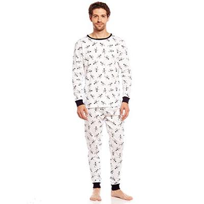 Leveret Men's White Skeleton 2 Piece Pajama Set 100% Cotton (Large)