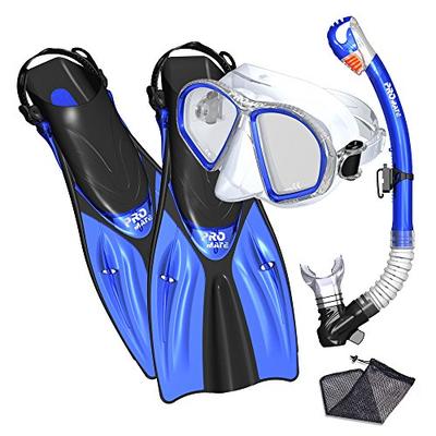 Promate Spectrum Snorkeling Fins Mask Snorkel Set, Blue, MLXL