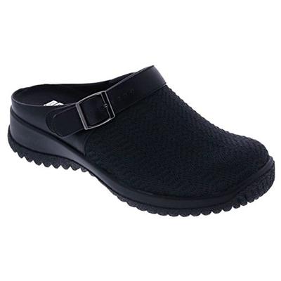 Drew Shoe Savannah 17100 Women's Casual Clog: Black/Wavy/Stretch 8 Wide (D) Buckle