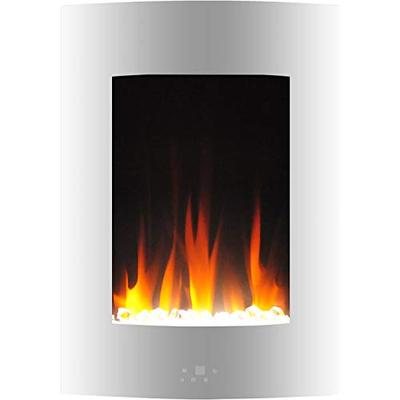 Cambridge CAM19VWMEF-1WHT 19.5 In. Vertical Electric Fireplace in White with Multi-Color Flame and C
