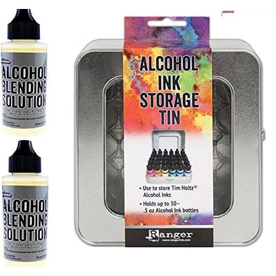 Ranger Tim Holtz Alcohol Ink Storage Tin and TWO Alcohol Blending Solutions