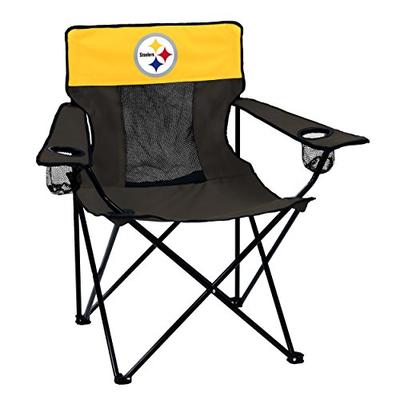 Logo Brands NFL Pittsburgh Steelers Folding Elite Chair with Mesh Back and Carry Bag , Charcoal, One