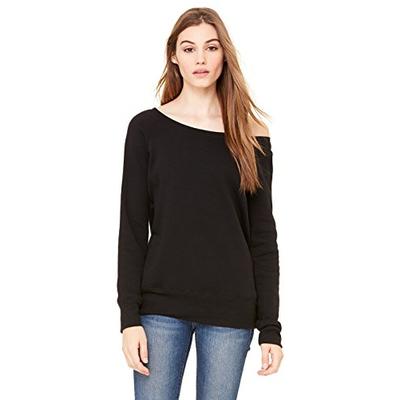 Bella womens Sponge Fleece Wide Neck Sweatshirt(7501)-SOLID BLK TRBLND-XL