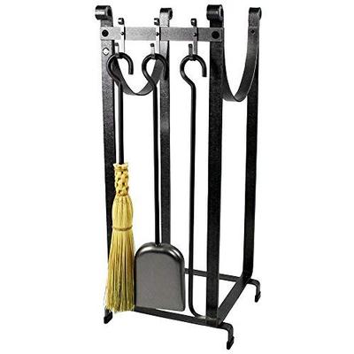 Enclume Sling Log Rack with Fireplace Tools, Hammered Steel