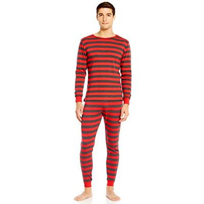 Leveret Mens Red & Grey Striped 2 Piece Pajama Set 100% Cotton X-Small