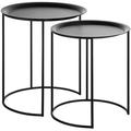 Beliani - 2 x Tables Basses d'Appoint Rondes Gigognes 35 cm et 40 cm en Métal Noir de Style